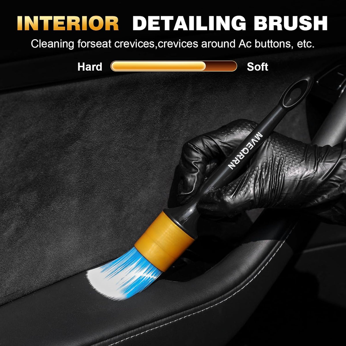 10PCS Car Detailing Brush Set,Boars Hair Detail Brush Kit(Gold) | Ultra Soft No Scratch, Car Dust Brush,Car Detailing Brushes Kit, Detail Brushes Car Detailing for Interior Exterior