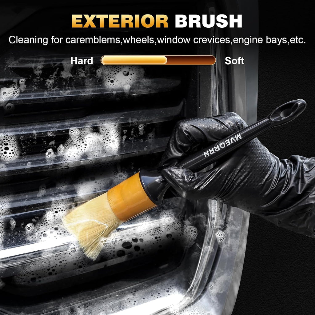 10PCS Car Detailing Brush Set,Boars Hair Detail Brush Kit(Gold) | Ultra Soft No Scratch, Car Dust Brush,Car Detailing Brushes Kit, Detail Brushes Car Detailing for Interior Exterior