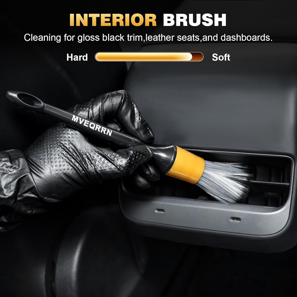 10PCS Car Detailing Brush Set,Boars Hair Detail Brush Kit(Gold) | Ultra Soft No Scratch, Car Dust Brush,Car Detailing Brushes Kit, Detail Brushes Car Detailing for Interior Exterior